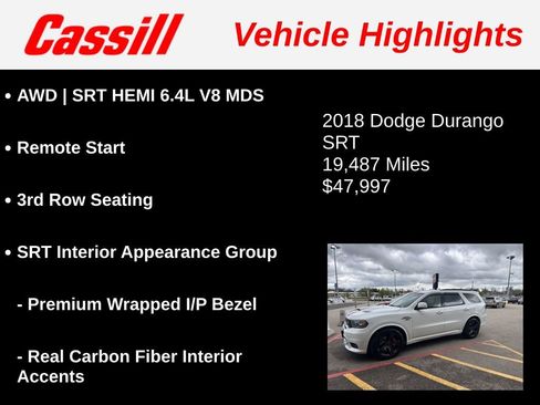 Used 2018 Dodge Durango SRT w/ SRT Interior Appearance Group AWD/4WD image 3