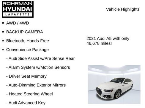 Used 2021 Audi A5 2.0T Premium w/ Convenience Package AWD/4WD image 7