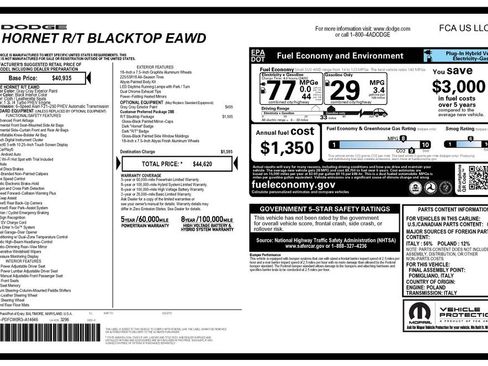 Certified 2024 Dodge Hornet R/T w/ R/T Blacktop Package AWD/4WD image 2