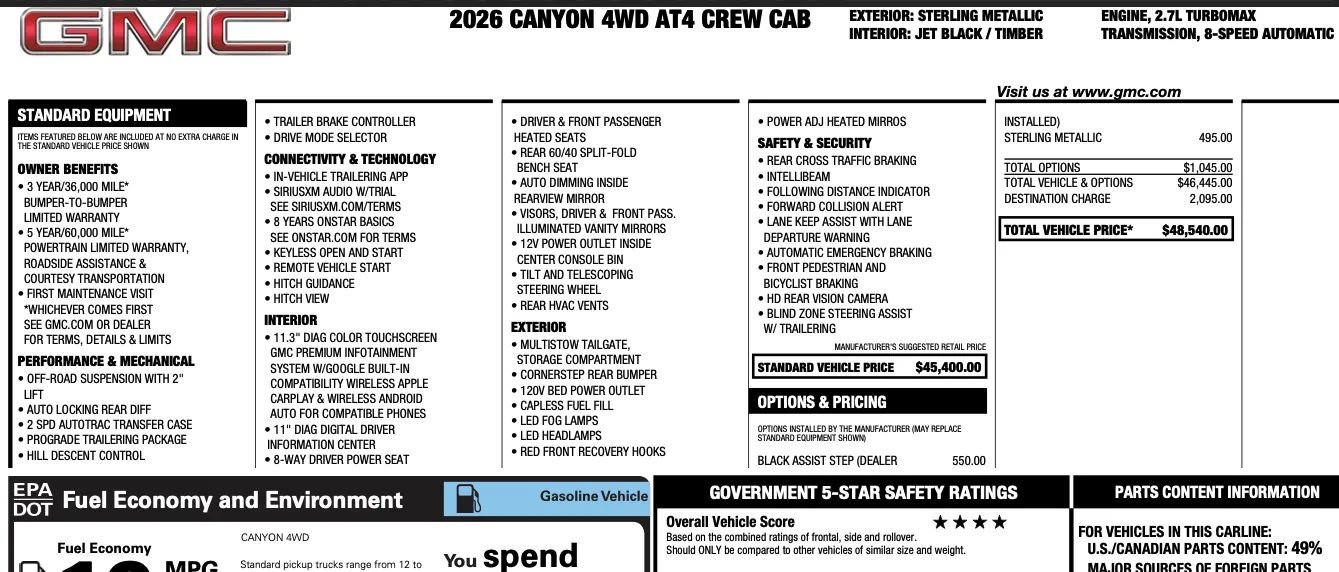 Used 2026 GMC Canyon AT4 AWD/4WD image 2