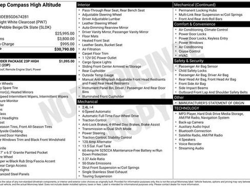 Used 2016 Jeep Compass High Altitude AWD/4WD image 1