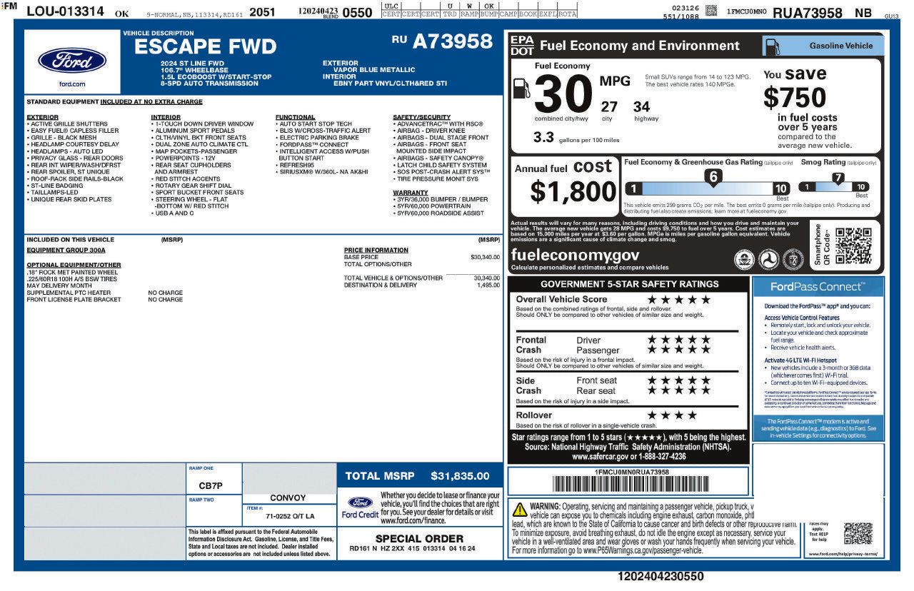 Used 2024 Ford Escape ST-Line FWD image 36