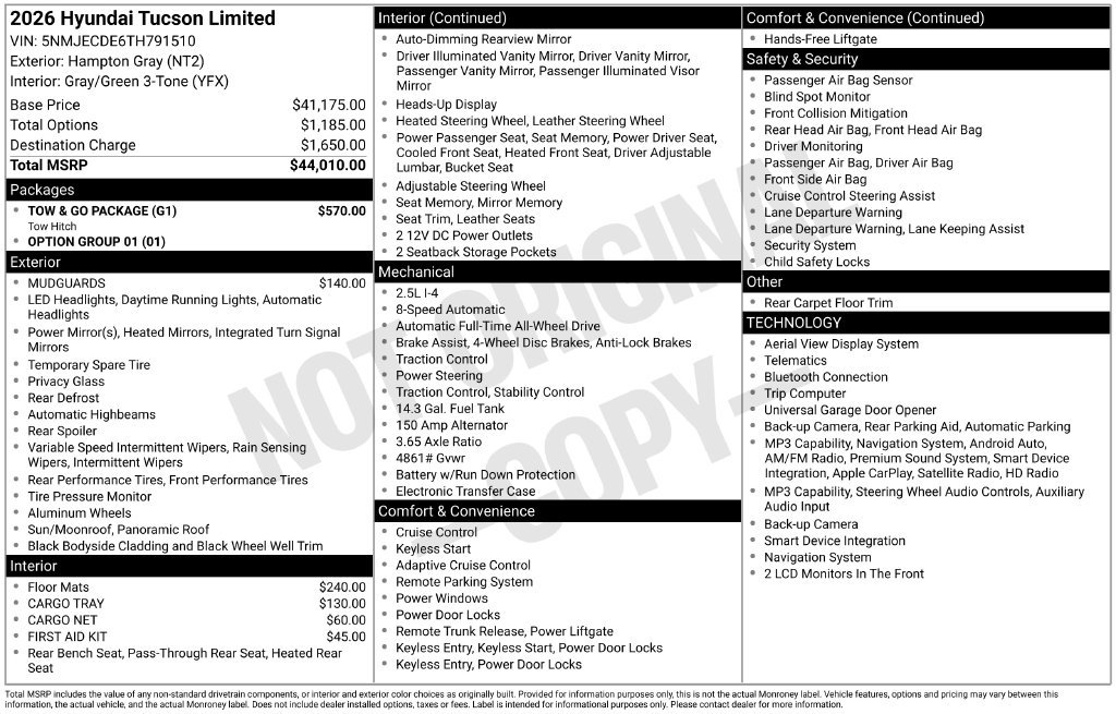 New 2026 Hyundai Tucson Limited w/ Tow & Go Package AWD/4WD image 4