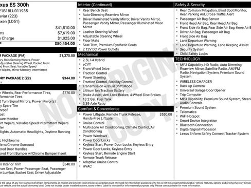 Used 2020 Lexus ES 300h w/ Premium Package FWD image 55