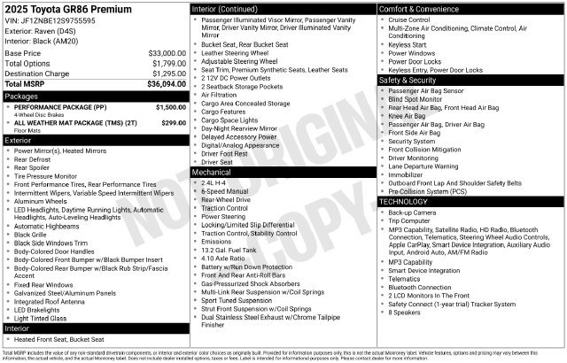 Used 2025 Toyota GR86 Premium w/ Performance Package RWD image 27