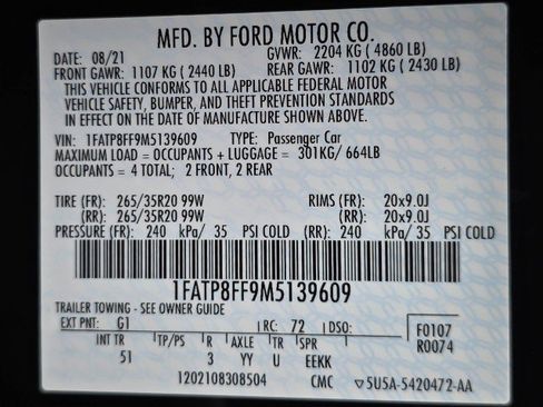 Used 2021 Ford Mustang GT Premium w/ Equipment Group 401A RWD image 40