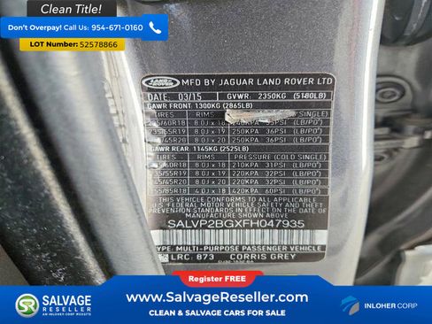 Used 2015 Land Rover Range Rover Evoque Pure Plus AWD/4WD image 17
