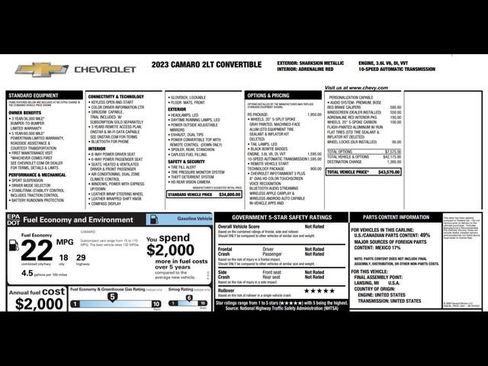 Used 2023 Chevrolet Camaro LT w/ RS Package RWD image 3