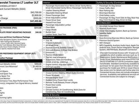 Used 2018 Chevrolet Traverse LT w/ LPO, Cargo Package AWD/4WD image 6