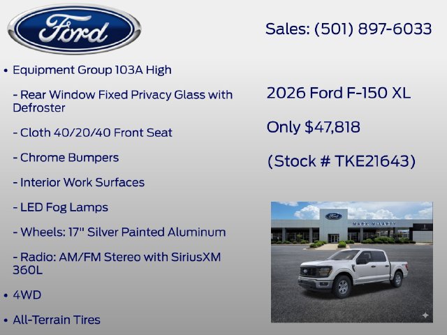 New 2026 Ford F150 XL w/ Equipment Group 103A High AWD/4WD image 6