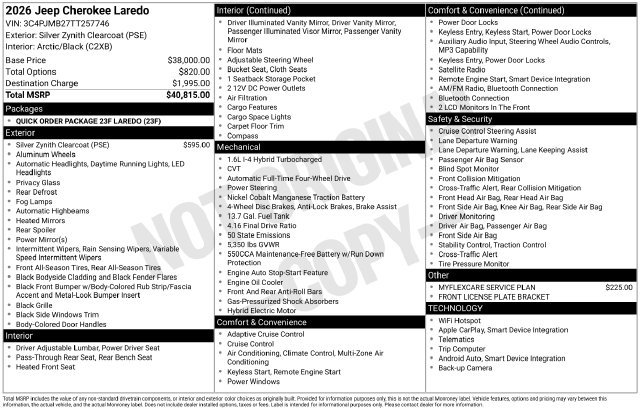 New 2026 Jeep Cherokee Laredo AWD/4WD image 34