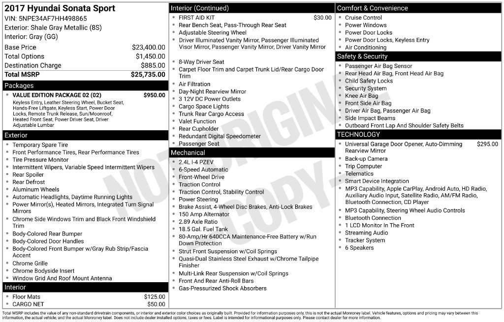 Used 2017 Hyundai Sonata Sport w/ Value Edition Package 02 FWD image 34