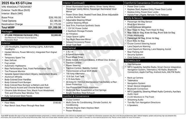 Used 2025 Kia K5 GT-Line w/ GT-Line Premium Package FWD image 4