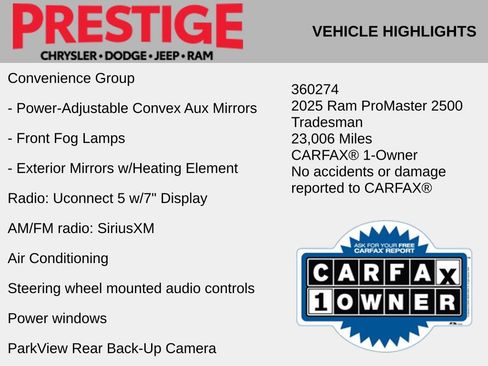 Used 2025 RAM ProMaster 2500 w/ Convenience Group FWD image 4