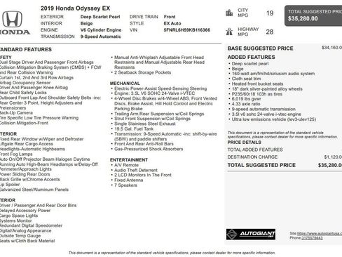 Used 2019 Honda Odyssey EX image 3