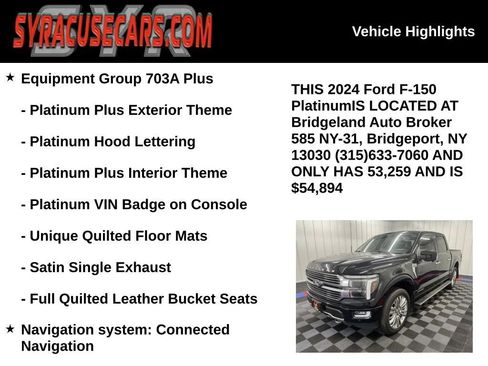 Used 2024 Ford F150 Platinum w/ Equipment Group 703A Plus AWD/4WD image 6