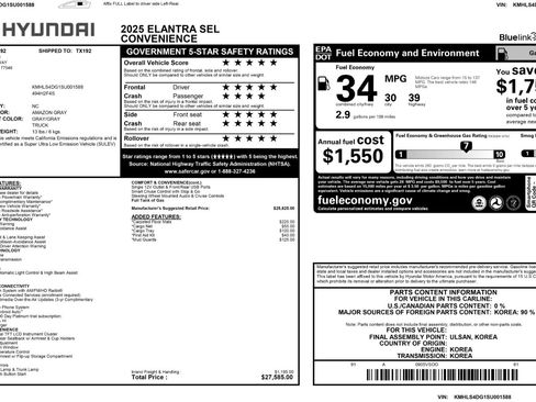 Used 2025 Hyundai Elantra SEL FWD image 54