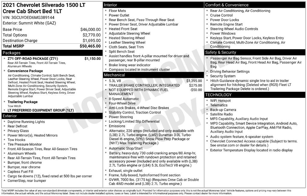 Used 2021 Chevrolet Silverado 1500 LT w/ Z71 Off-Road Package AWD/4WD image 6