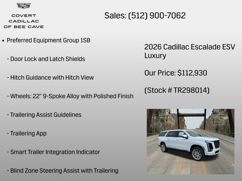 New 2026 Cadillac Escalade ESV Luxury w/ LPO, Floor Liner Package image 12