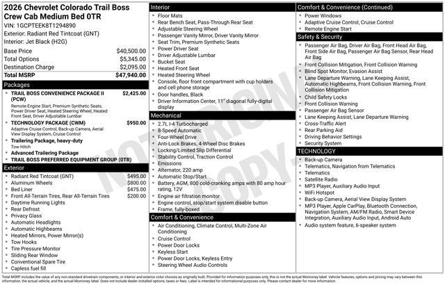 New 2026 Chevrolet Colorado Trail Boss AWD/4WD image 26