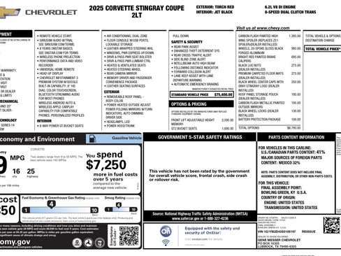 Used 2025 Chevrolet Corvette Stingray Preferred Cpe w/ Battery Protection Package image 1