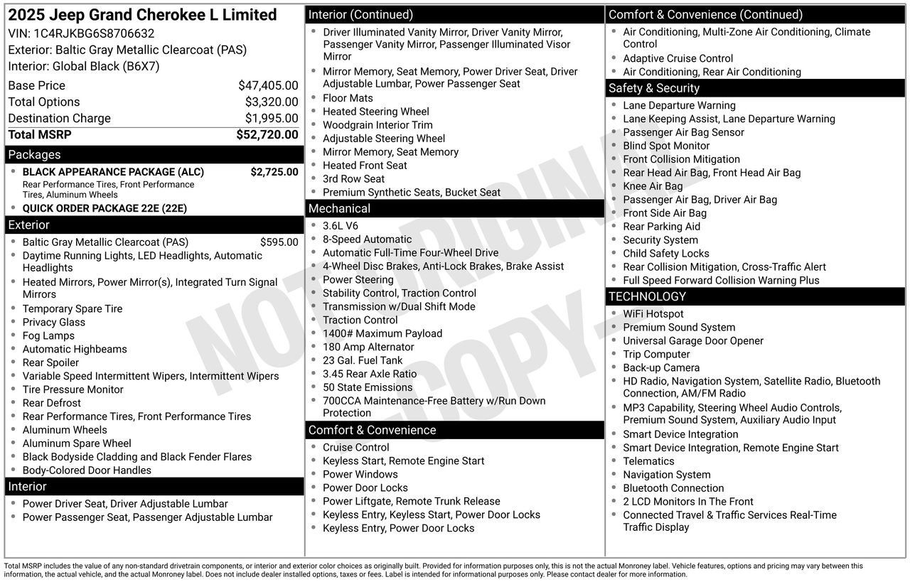 Used 2025 Jeep Grand Cherokee L Limited w/ Black Appearance Package AWD/4WD image 39