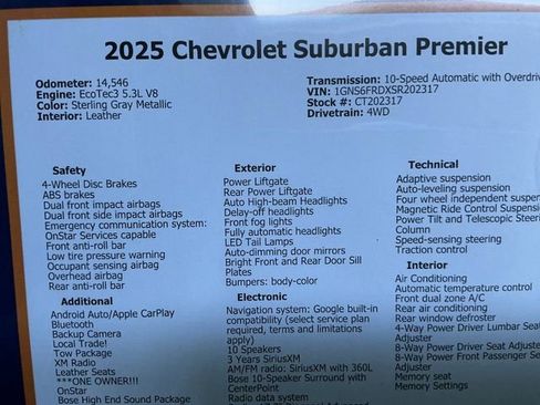Certified 2025 Chevrolet Suburban Premier AWD/4WD image 10