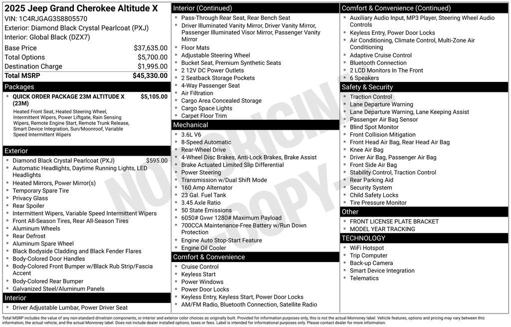New 2025 Jeep Grand Cherokee Altitude RWD image 22