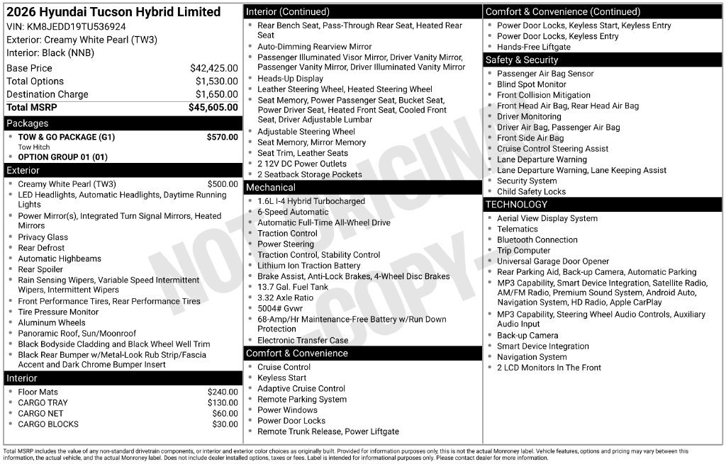 New 2026 Hyundai Tucson Limited w/ Tow & Go Package AWD/4WD image 16