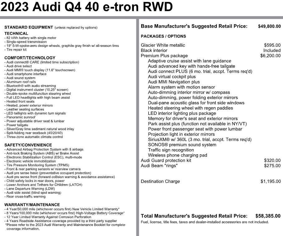 Used 2023 Audi Q4 e-tron Premium Plus w/ Premium Plus RWD image 3