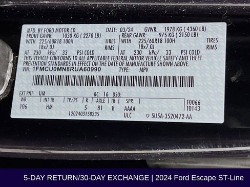 Certified 2024 Ford Escape ST-Line w/ Tech Pack #1 FWD image 35