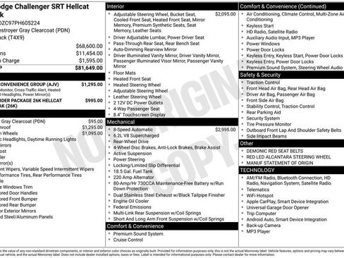 Used 2023 Dodge Challenger SRT Hellcat w/ Driver Convenience Group RWD image 33