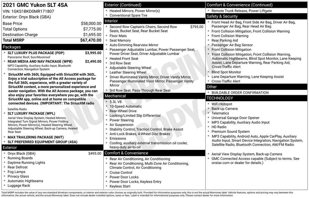 Used 2021 GMC Yukon SLT w/ SLT Luxury Plus Package RWD image 2