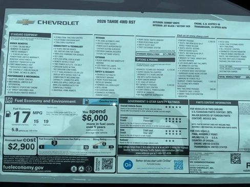 New 2026 Chevrolet Tahoe RST w/ Advanced Technology Package AWD/4WD image 43