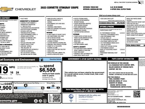Used 2023 Chevrolet Corvette Stingray Premium Cpe w/ Z51 Performance Package RWD image 68