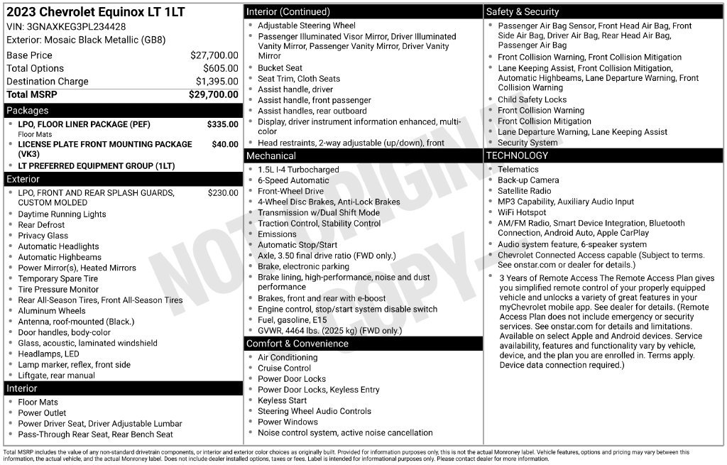 Used 2023 Chevrolet Equinox LT w/ LPO, Floor Liner Package FWD image 57