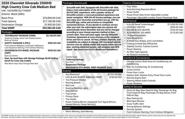 Used 2020 Chevrolet Silverado 2500 High Country w/ Technology Package AWD/4WD image 3