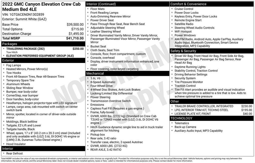 Used 2022 GMC Canyon Elevation w/ Trailering Package AWD/4WD image 47