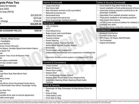 Used 2011 Toyota Prius Two w/ Preferred Accessory Pkg FWD image 3