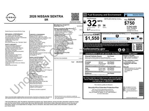 New 2026 Nissan Sentra SR w/ SR Premium Package FWD image 5