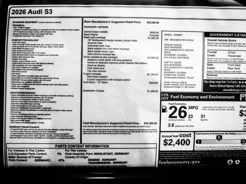 New 2026 Audi S3 Premium AWD/4WD image 24