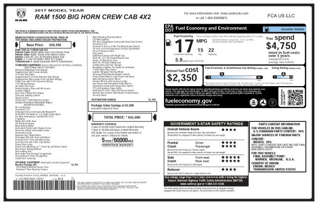 Used 2017 RAM 1500 Big Horn RWD image 2