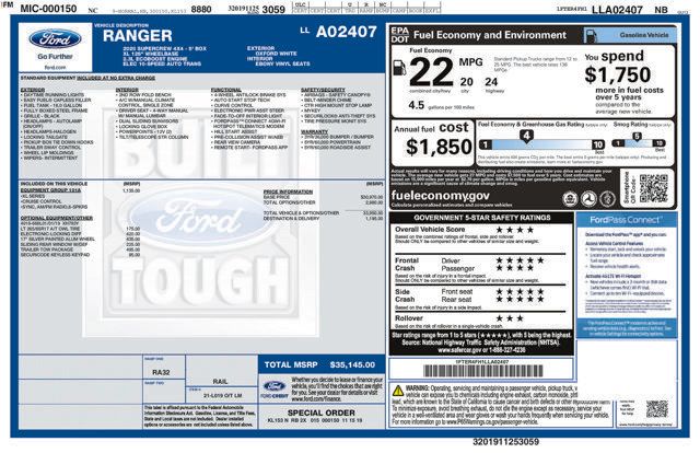 Used 2020 Ford Ranger XL w/ Equipment Group 101A Mid AWD/4WD image 37