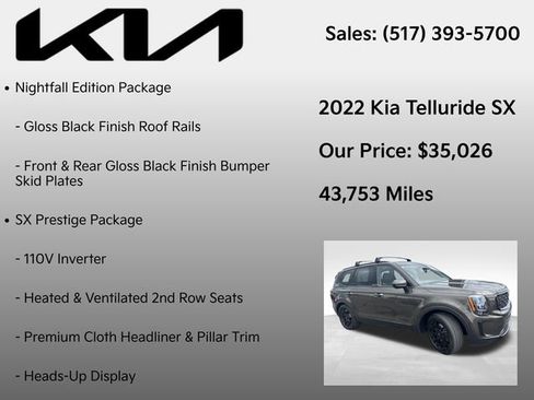 Used 2022 Kia Telluride SX w/ SX Prestige Package AWD/4WD image 12