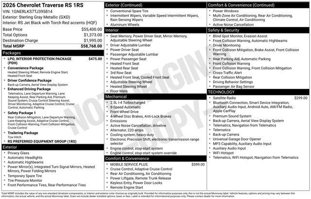 New 2026 Chevrolet Traverse RS FWD image 4