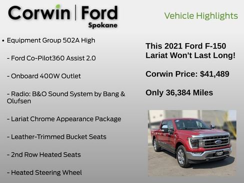 Used 2021 Ford F150 Lariat w/ Equipment Group 502A High AWD/4WD image 7