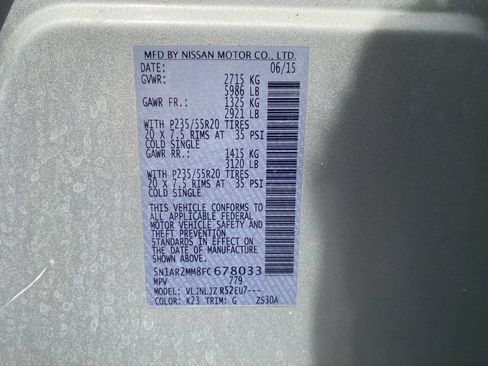 Used 2015 Nissan Pathfinder Platinum w/ Cargo Package FWD image 43