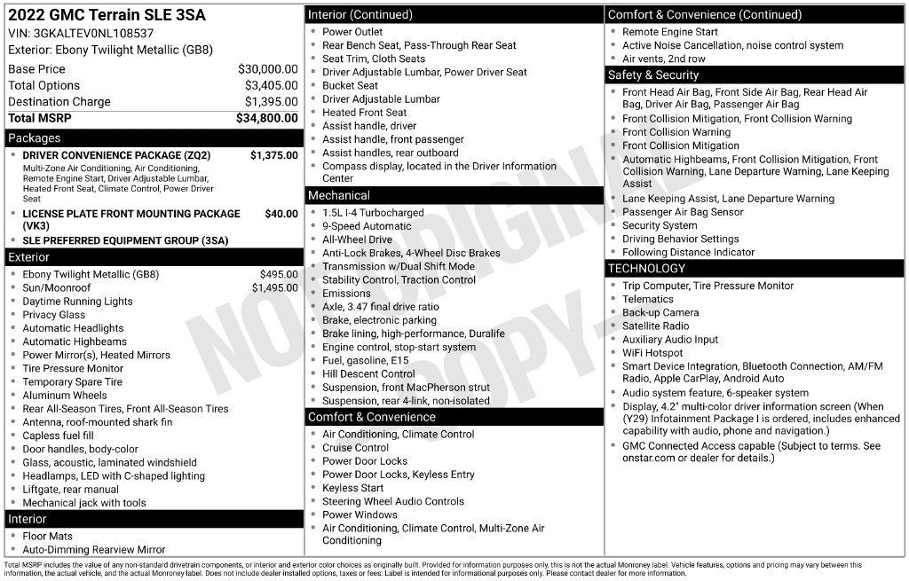 Certified 2022 GMC Terrain SLE w/ Driver Convenience Package AWD/4WD image 35