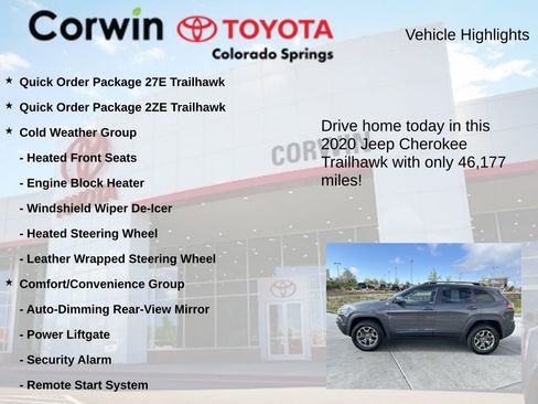 Used 2020 Jeep Cherokee Trailhawk w/ Comfort/Convenience Group AWD/4WD image 7