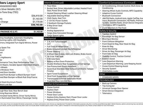 Used 2025 Subaru Legacy Limited w/ Popular Package #2 AWD/4WD image 5